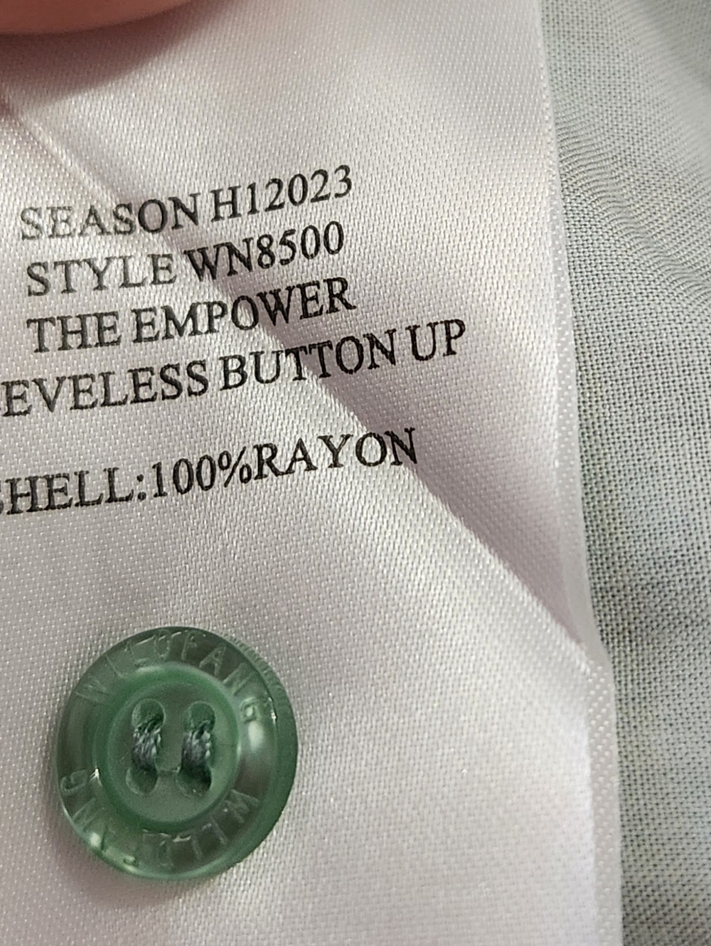 NWT Wildfang Mint Green Zebra Print The Empower Sleeveless Button Up Top Sz L - Picture 7 of 9